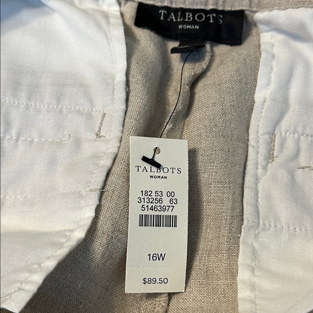 NWT Talbots Womens Natural Linen Draw String Capri Pants Size 16W - Picture 13 of 13